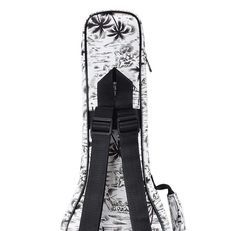 CLOUDMUSIC Ukulele Case Gig Bag Padded Backpack For Concert 23" Inch(Concert, Hawaii Coconut Pattern Black and White) - Image 3